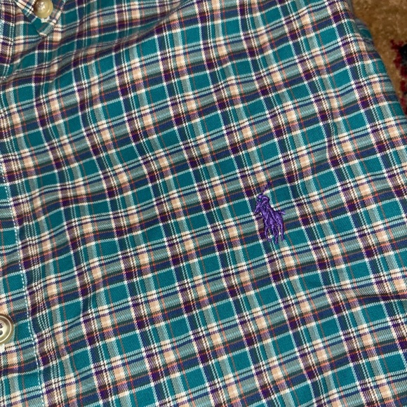 Ralph Lauren Teal and Purple Plaid Shirt - Picture 1 of 7